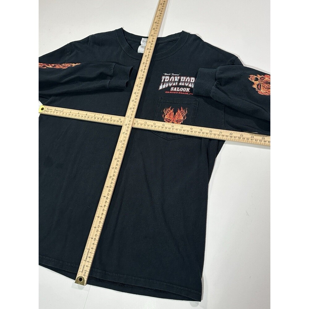 Vintage Iron Horse Saloon Bike Week 2008 Skull Flame Long Sleeve T-Shirt Men’s L - Picture 6 of 11